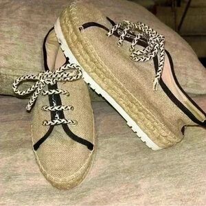 Botkier canvas tan Espadrille Sneakers with Braided Laces